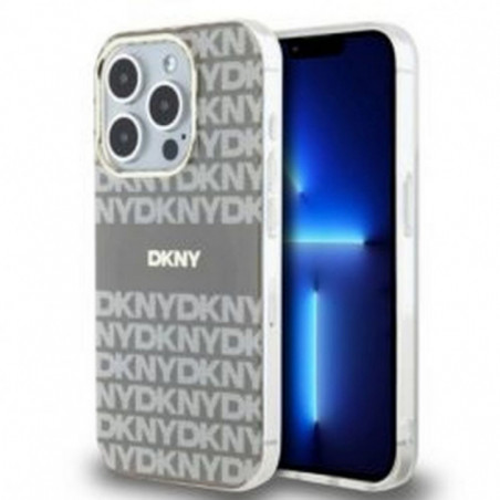 Kryt DKNY Repeat Texture Pattern Stripe na Apple iPhone 15 Pro MagSAFE  Béžový