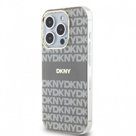 Kryt DKNY Repeat Texture Pattern Stripe na Apple iPhone 15 Pro MagSAFE  Béžový