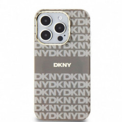 Kryt DKNY Repeat Texture Pattern Stripe na Apple iPhone 15 Pro MagSAFE  Béžový 