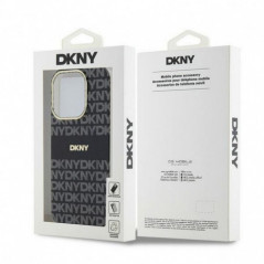 Kryt DKNY Repeat Texture Pattern Stripe na Apple iPhone 13 Pro Max MagSAFE  Černý 