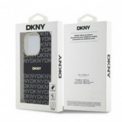 Kryt DKNY Repeat Texture Pattern Stripe na Apple iPhone 14 Pro Max MagSAFE  Černý 