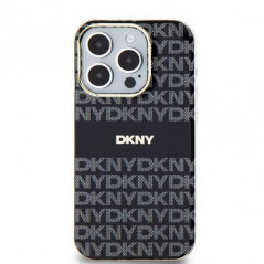 Kryt DKNY Repeat Texture Pattern Stripe na Apple iPhone 15 Pro MagSAFE  Černý 