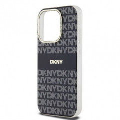 Kryt DKNY Repeat Texture Pattern Stripe na Apple iPhone 15 Pro MagSAFE  Černý 