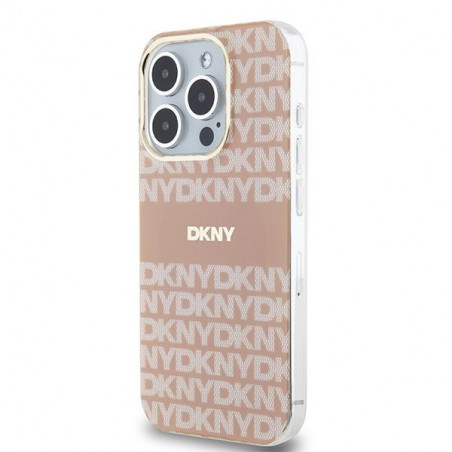 Kryt DKNY Repeat Texture Pattern Stripe na Apple iPhone 13 Pro MagSAFE  Růžový