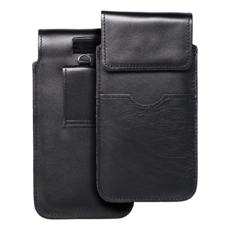 Univerzální pouzdro, Pouzdro na opasek ROYAL - Leather universal flap pocket na XIAOMI Redmi Note 10 Pro Max Černý 