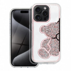 Kryt Teddy bear na Apple iPhone 15 Pro Růžový 