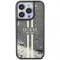 Kryt Guess Liquid Glitter Gold Stripes na Apple iPhone 15 Pro Max Černý 