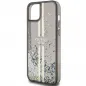 Kryt Guess Liquid Glitter Gold Stripes na Apple iPhone 15 Černý 