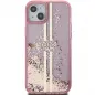 Kryt Guess Liquid Glitter Gold Stripes na Apple iPhone 15 Růžový 