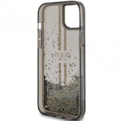 Kryt Guess Liquid Glitter Gold Stripes na Apple iPhone 15 Plus Černý 