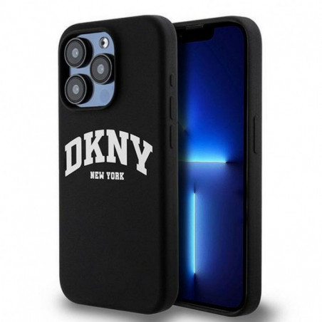 Kryt DKNY Silicone White Arch Logo na Apple iPhone 13 Pro MagSAFE  Černý