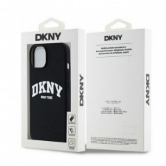 Kryt DKNY Silicone White Arch Logo na Apple iPhone 14 MagSAFE  Černý 