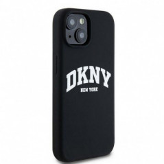 Kryt DKNY Silicone White Arch Logo na Apple iPhone 15 MagSAFE  Černý 