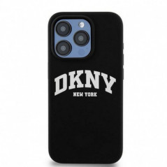 Kryt DKNY Silicone White Arch Logo na Apple iPhone 15 Plus MagSAFE  Černý 