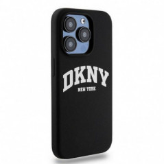 Kryt DKNY Silicone White Arch Logo na Apple iPhone 15 Plus MagSAFE  Černý 