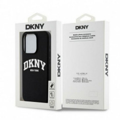 Kryt DKNY Silicone White Arch Logo na Apple iPhone 15 Plus MagSAFE  Černý 