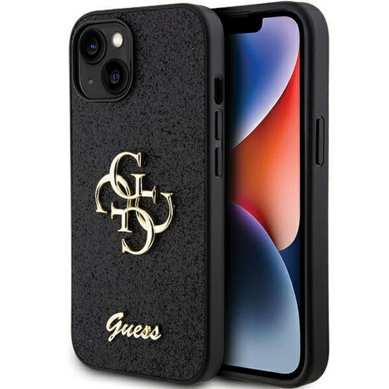 Kryt Guess Fixed Glitter Big 4G na Apple iPhone 15 Plus Černý 