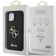 Kryt Guess Fixed Glitter Big 4G na Apple iPhone 15 Plus Černý 