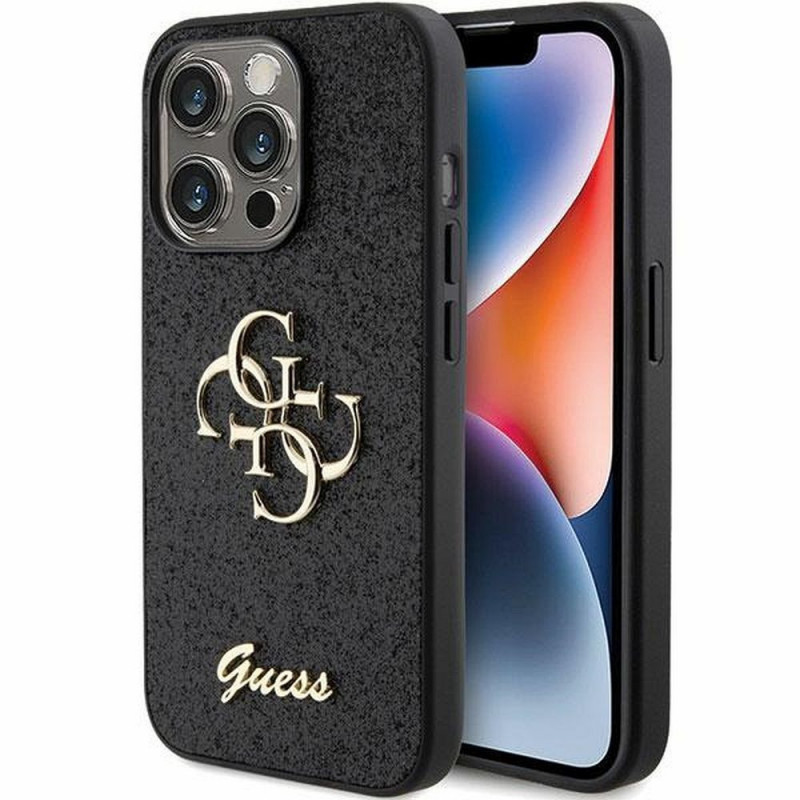 Kryt Guess Fixed Glitter Big 4G na Apple iPhone 15 Pro Černý 