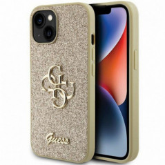 Kryt Guess Fixed Glitter Big 4G na Apple iPhone 15 Zlatý 