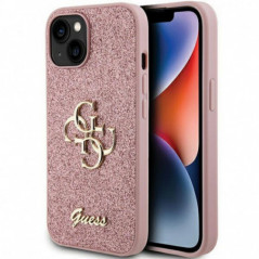 Kryt Guess Fixed Glitter Big 4G na Apple iPhone 15 Růžový