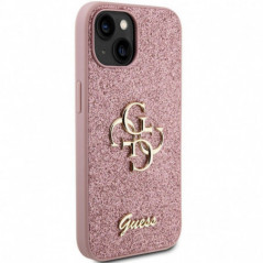 Kryt Guess Fixed Glitter Big 4G na Apple iPhone 15 Růžový 