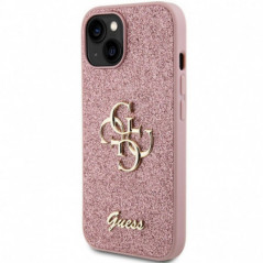 Kryt Guess Fixed Glitter Big 4G na Apple iPhone 15 Růžový 