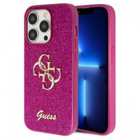 Kryt Guess Fixed Glitter Big 4G na Apple iPhone 15 Pro Fialový (Purple) 