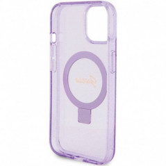 Kryt Guess Glitter Script Logo - Ring stand na Apple iPhone 15 Plus MagSAFE  Fialový (Purple) 