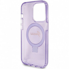 Kryt Guess Glitter Script Logo - Ring stand na Apple iPhone 15 Pro MagSAFE  Fialový (Purple) 