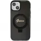 Kryt Guess Glitter Script Logo - Ring stand na Apple iPhone 15 MagSAFE  Černý 