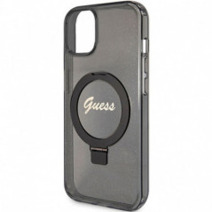 Kryt Guess Glitter Script Logo - Ring stand na Apple iPhone 15 MagSAFE  Černý 