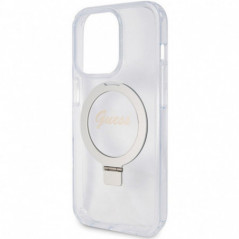 Kryt Guess Glitter Script Logo - Ring stand na Apple iPhone 15 Pro MagSAFE  Průhledný 