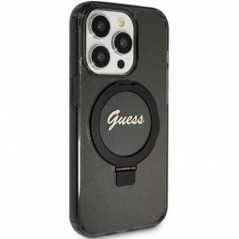 Kryt Guess Glitter Script Logo - Ring stand na Apple iPhone 15 Pro MagSAFE  Černý 