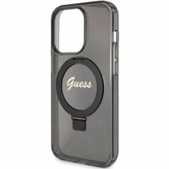 Kryt Guess Glitter Script Logo - Ring stand na Apple iPhone 15 Pro MagSAFE  Černý 