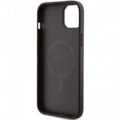 Kryt Guess Leather 4G Metal Logo na Apple iPhone 15 Plus Hnědý 