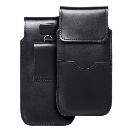 Univerzální pouzdro, Pouzdro na opasek ROYAL - Leather universal flap pocket na Apple iPhone 7 Černý