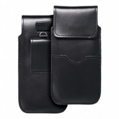 Univerzální pouzdro, Pouzdro na opasek ROYAL - Leather universal flap pocket na Apple iPhone 8 Černý