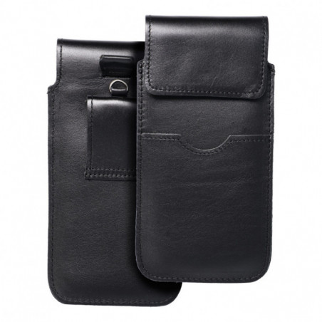 Univerzální pouzdro, Pouzdro na opasek ROYAL - Leather universal flap pocket na Samsung Galaxy A52 LTE Černý