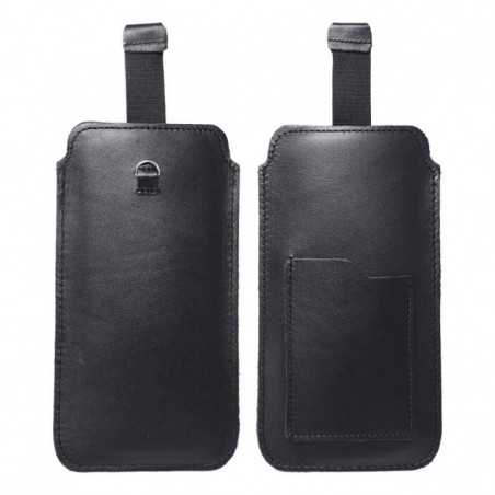 Univerzální pouzdro, Pouzdro na opasek ROYAL - Leather universal flap pocket na Apple iPhone 12 Černý 