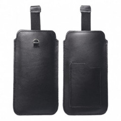 Univerzální pouzdro, Pouzdro na opasek ROYAL - Leather universal flap pocket na Apple iPhone 13 Černý 