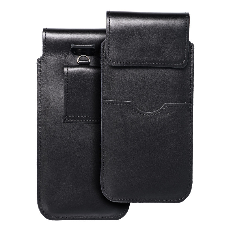 Univerzální pouzdro, Pouzdro na opasek ROYAL - Leather universal flap pocket na Samsung Galaxy S21 Ultra 5G Černý 