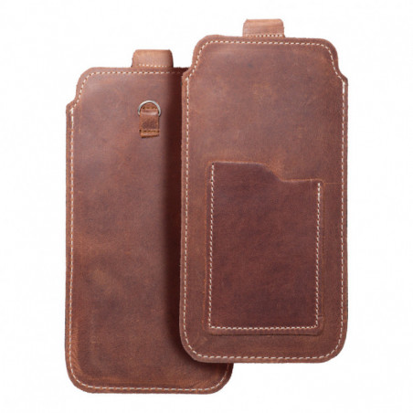 Univerzální pouzdro, Pouzdro na opasek ROYAL - Leather universal flap pocket na XIAOMI Redmi 12 Hnědý 