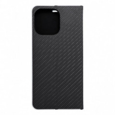 Peněženkové pouzdro LUNA Book Carbon na Apple iPhone 16 Pro Max Uhlíkové vlákno, Elegantní  Černý