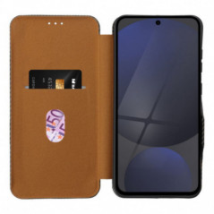 Peněženkové pouzdro FOLIO Side Magnet na Samsung Galaxy A16 Elegantní, Karbonový vzor  Hnědý