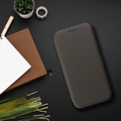 Peněženkové pouzdro FOLIO Side Magnet na XIAOMI Redmi 14C Elegantní, Karbonový vzor  Hnědý