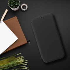 Peněženkové pouzdro FOLIO Side Magnet na XIAOMI Redmi A3 Elegantní, Karbonový vzor  Černý