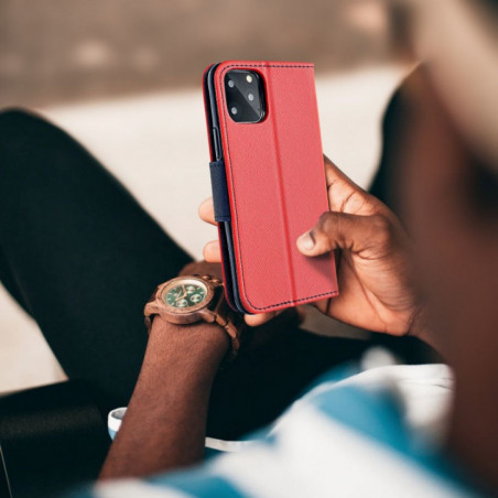 Peňaženkový obal Fancy Book na Motorola Moto G75 Červený / Námořnická modrá
